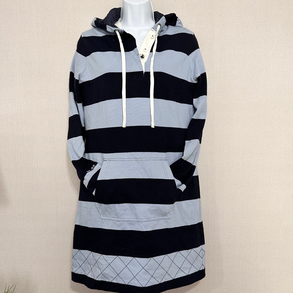 Brooks Brothers Blue Striped Rugby Sport Dress Hoodie Womens Medium Preppy